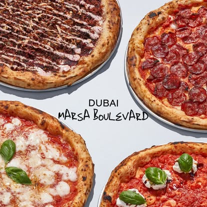 Pizzas at Marsa Boulevard, Dubai
